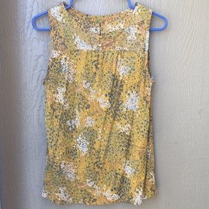 LOFT | Mustard Yellow Floral Sleeveless Blouse - S